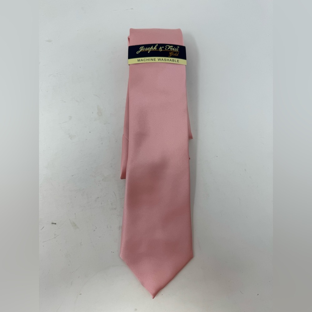 JOESPH AND FEISS MENS TIE SOLID PINK USED 100% POLYESTER CLEAN GHV1.